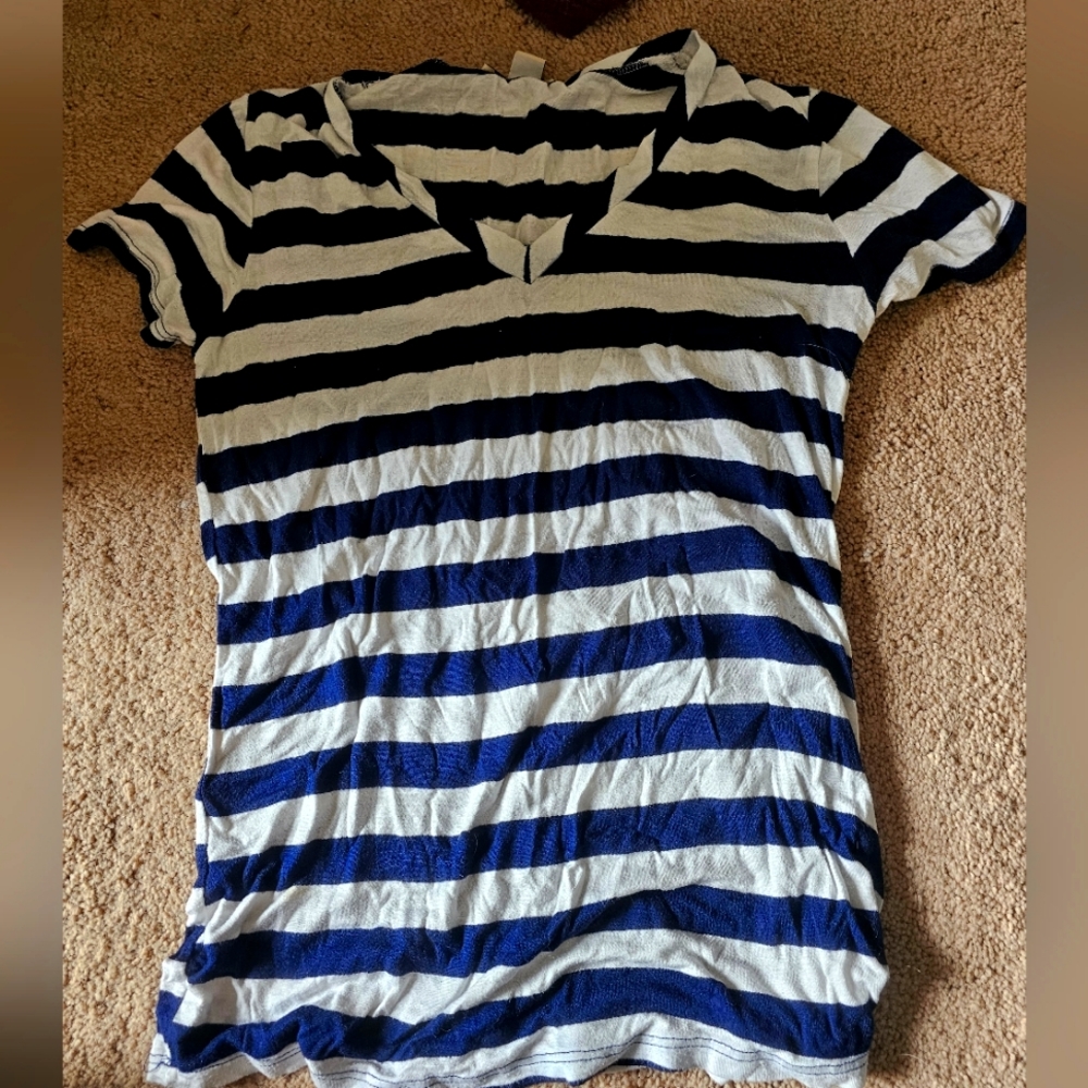 Navy white Striped sailor v neck classic soft tee. 2 for $10 tees- bundle!